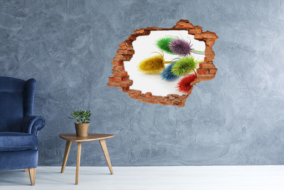 Hole wall sticker Floral explosion in concrete