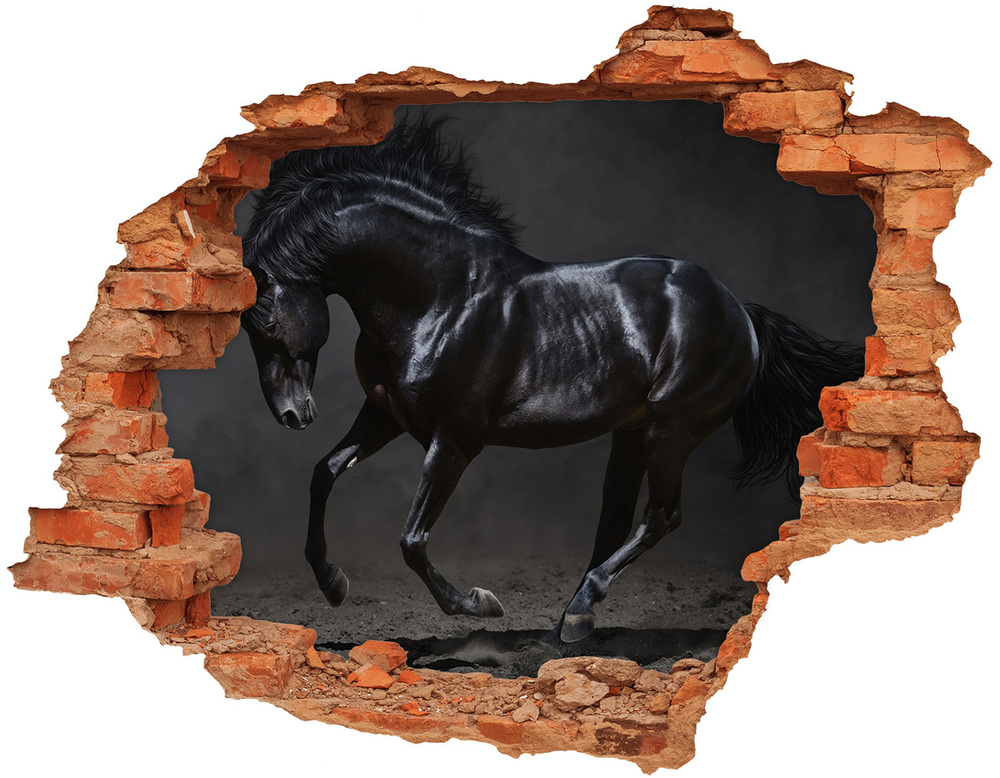 Hole wall sticker Black Horse