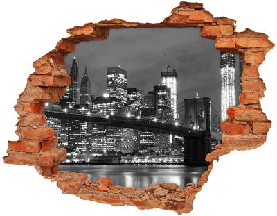 3D wall hole wallpaper View of New York at night