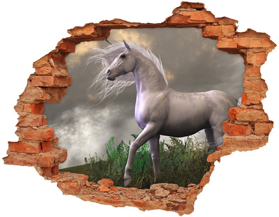 Hole wall sticker Gray unicorn