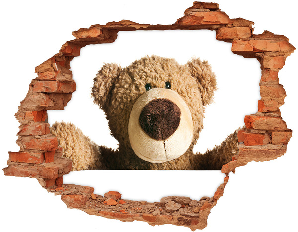 Hole in the wall sticker Smiling Teddy Bear in a Hole in the Wall
