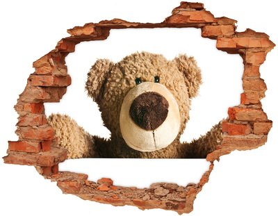 Hole in the wall sticker Smiling Teddy Bear in a Hole in the Wall