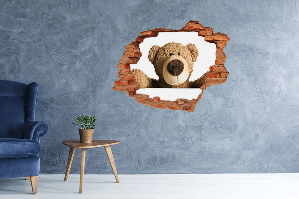 Hole in the wall sticker Smiling Teddy Bear in a Hole in the Wall