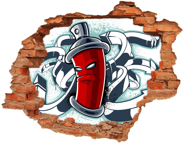 Hole wall sticker Red mug with graffiti