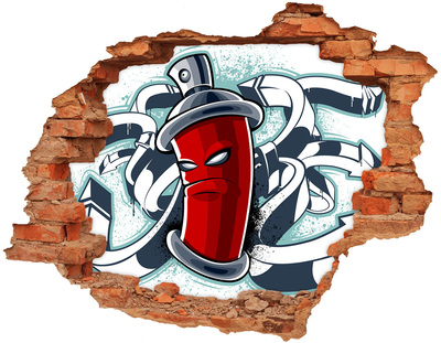 Hole wall sticker Red mug with graffiti