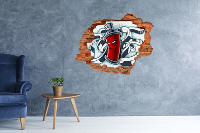 Hole wall sticker Red mug with graffiti