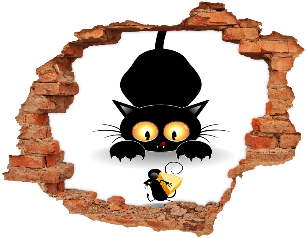 Hole in the wall sticker Cat and mouse