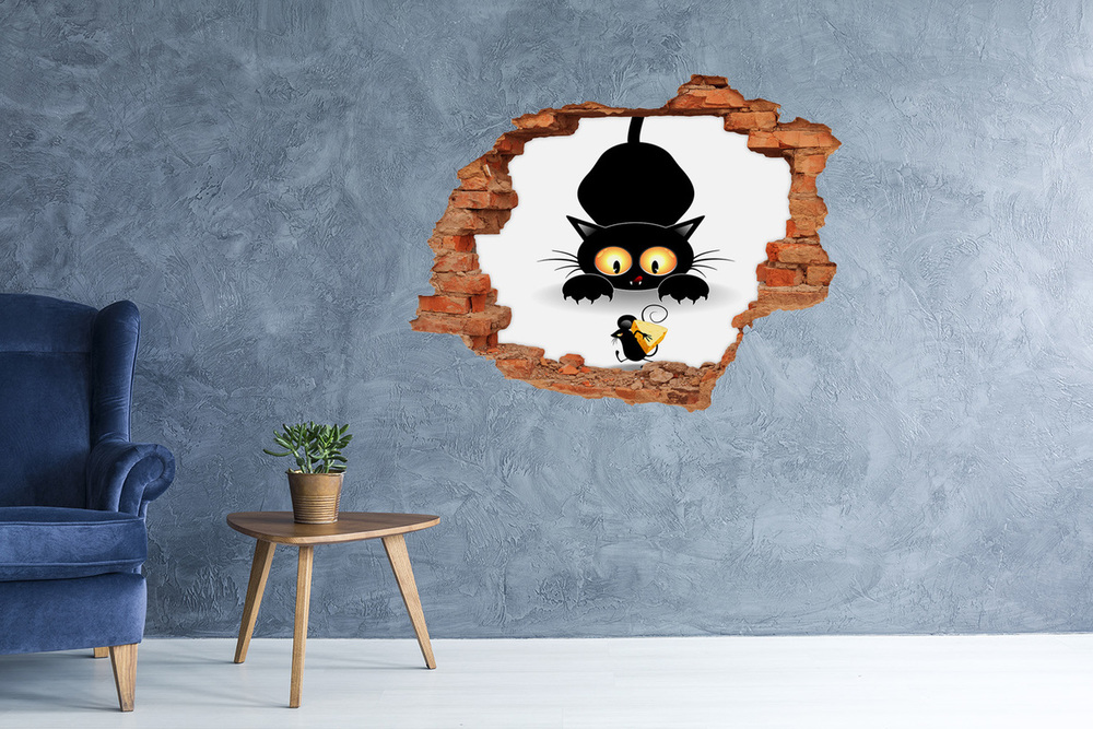 Hole in the wall sticker Cat and mouse