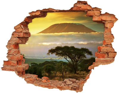 Hole in the wall sticker African landscape with trees