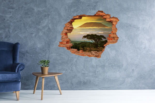 Hole in the wall sticker African landscape with trees