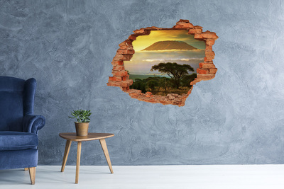 Hole in the wall sticker African landscape with trees