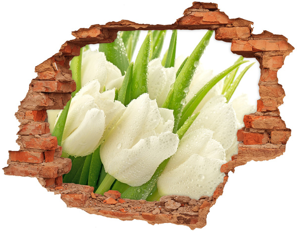 Hole in the wall decal White tulips