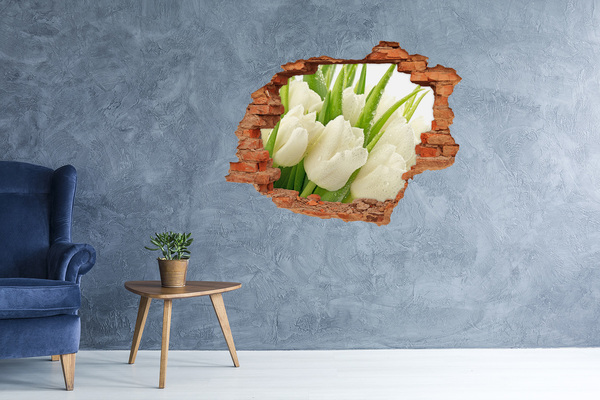 Hole in the wall decal White tulips