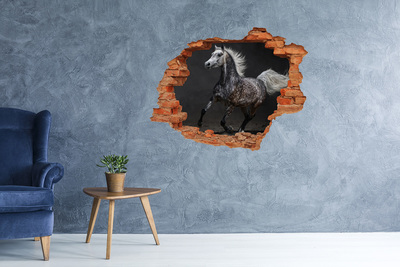 Hole in the wall sticker Gray Arabian horse