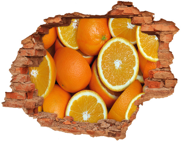 Hole in the wall sticker Fresh oranges in a hole in the wall