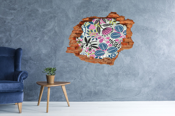 Hole in the wall sticker Floral pattern