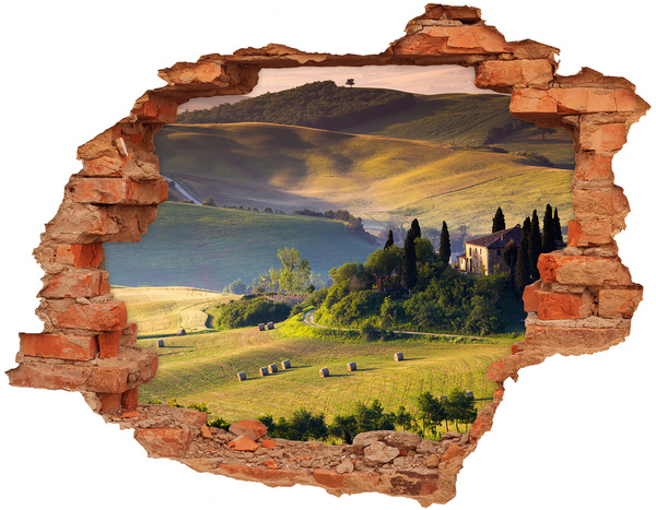 3D wall hole wallpaper The idyllic landscape of Tuscany