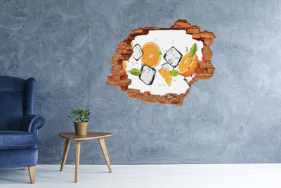 Hole in the wall decal Ice oranges