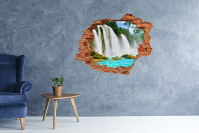 3D wall hole wallpaper Waterfalls in Paradise