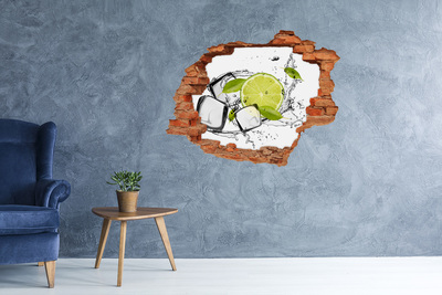 Hole wall sticker A refreshing cocktail with lime