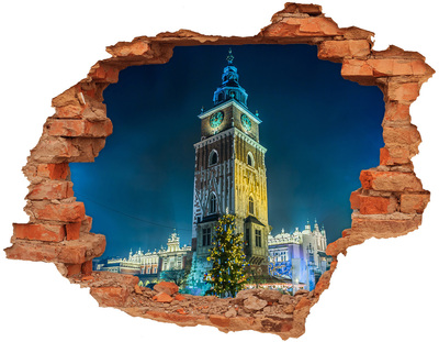 Hole wall sticker Clock Tower in Krakow