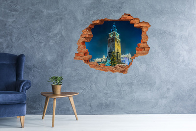 Hole wall sticker Clock Tower in Krakow