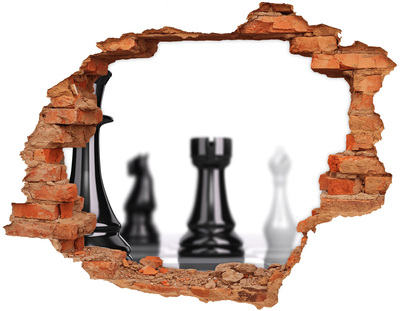 3D wall hole Playing chess through a hole in the wall