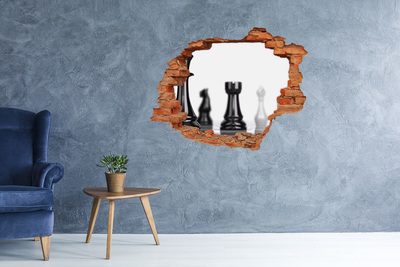 3D wall hole Playing chess through a hole in the wall