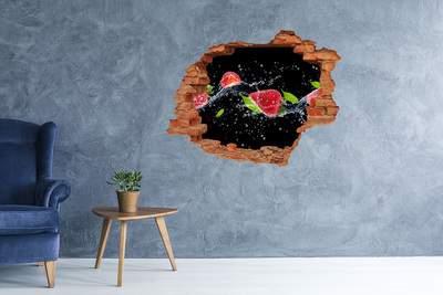 3D wall hole Strawberries and water