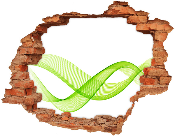 Hole wall sticker Green wave in the hole in the wall