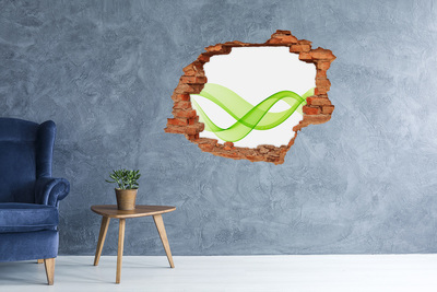 Hole wall sticker Green wave in the hole in the wall