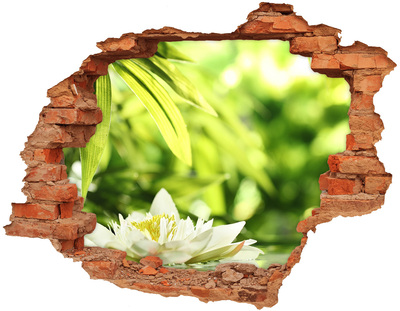 Hole wall sticker A flower in a green garden