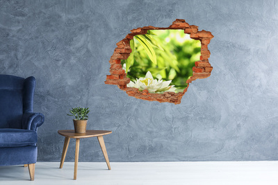 Hole wall sticker A flower in a green garden