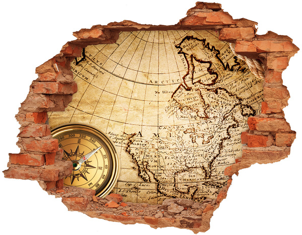 Hole wall sticker Old map of America