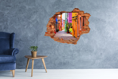 3D wall hole wallpaper Colorful streets