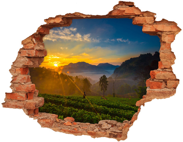 Hole in the wall sticker Sunset in the mountains