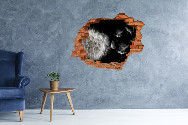 Hole wall sticker Dandelions in black space