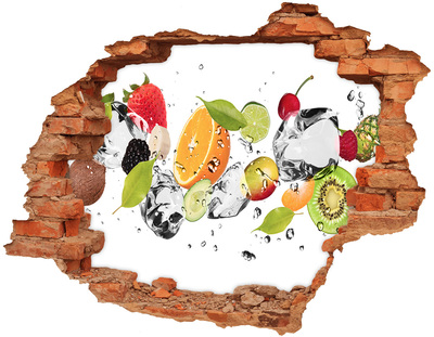 Hole wall sticker Fruit cocktail in a waterfall