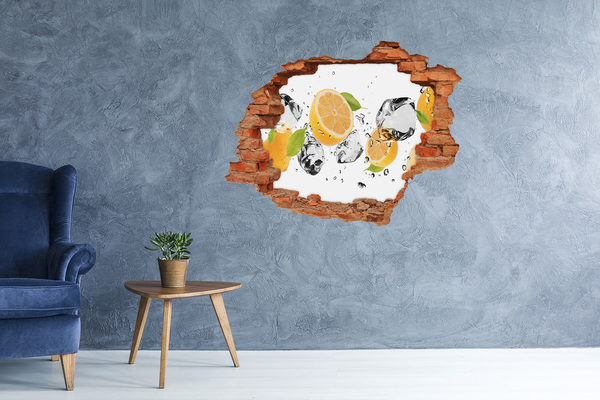 Hole in the wall sticker Citrus explosion in water