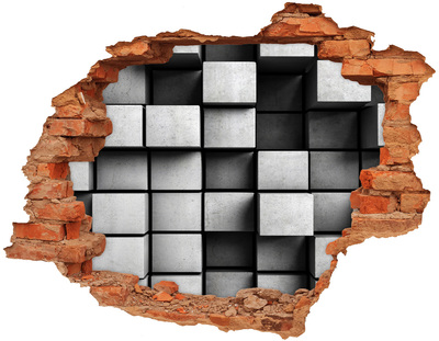 Hole in the wall decal Broken wall with concrete blocks