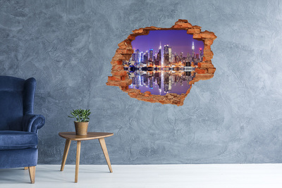 3D wall hole wallpaper New York at night