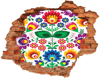 Hole in the wall sticker Floral pattern on a concrete background