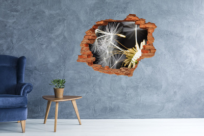 3D wall hole wallpaper Dandelion seeds