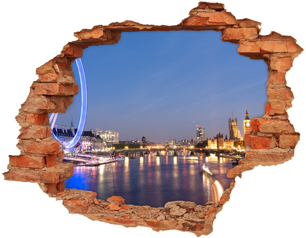 3D wall hole wallpaper View of London at night