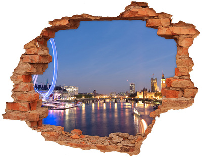 3D wall hole wallpaper View of London at night