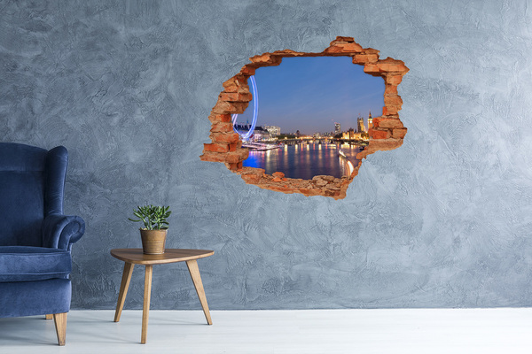 3D wall hole wallpaper View of London at night