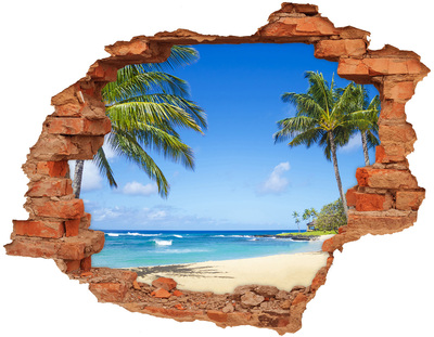 Hole wall sticker Caribbean Beach Through a Hole in the Wall