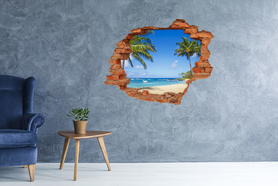 Hole wall sticker Caribbean Beach Through a Hole in the Wall