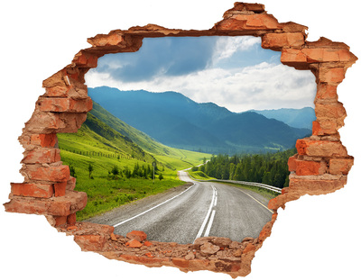 Hole wall sticker A picturesque road in the mountains