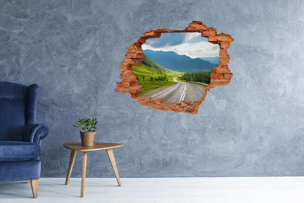 Hole wall sticker A picturesque road in the mountains